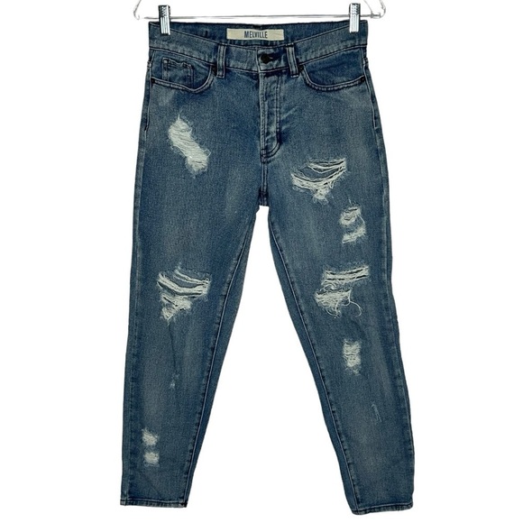 Melville Size 26 Distressed Straight Leg Mid Rise Jeans - Picture 1 of 16